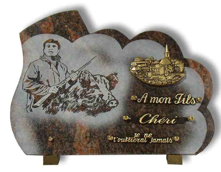 Plaque funéraire en granit himalaya